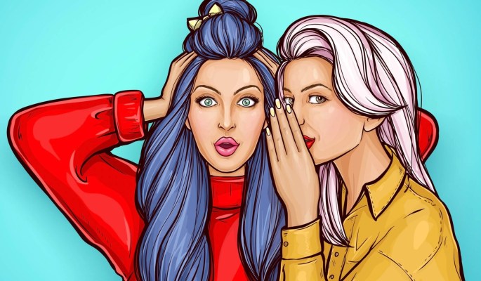 Animated girls gossiping about facts of female vagina